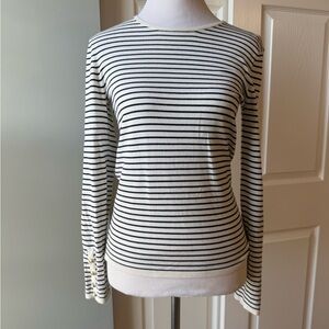 English Factory Ivory & Black Striped Long-Sleeve Crewneck XS